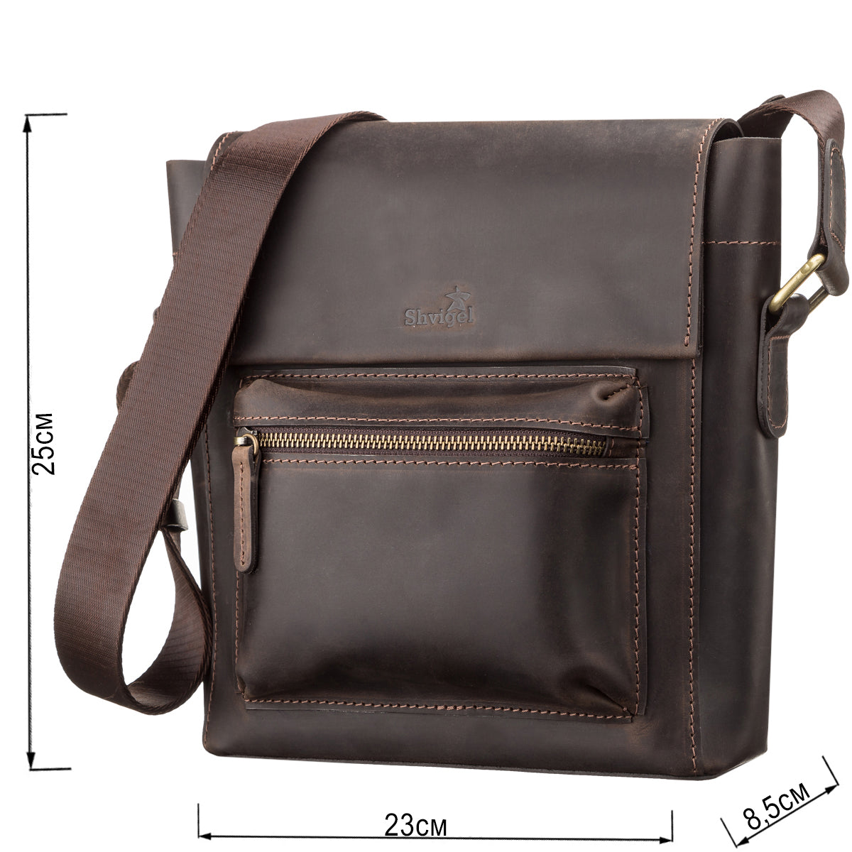 Men's Leather Bag SHVIGEL 11095 Brown Natural Leather High-Quality Design