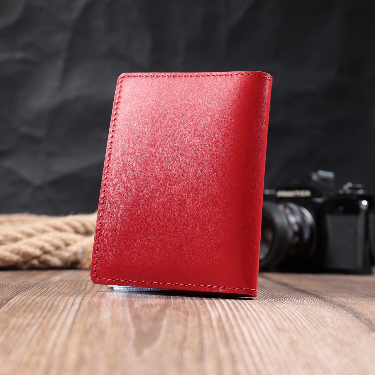 Bright Red Natural Leather Auto Document Cover SHVIGEL 16161 for Driver's License and Passport