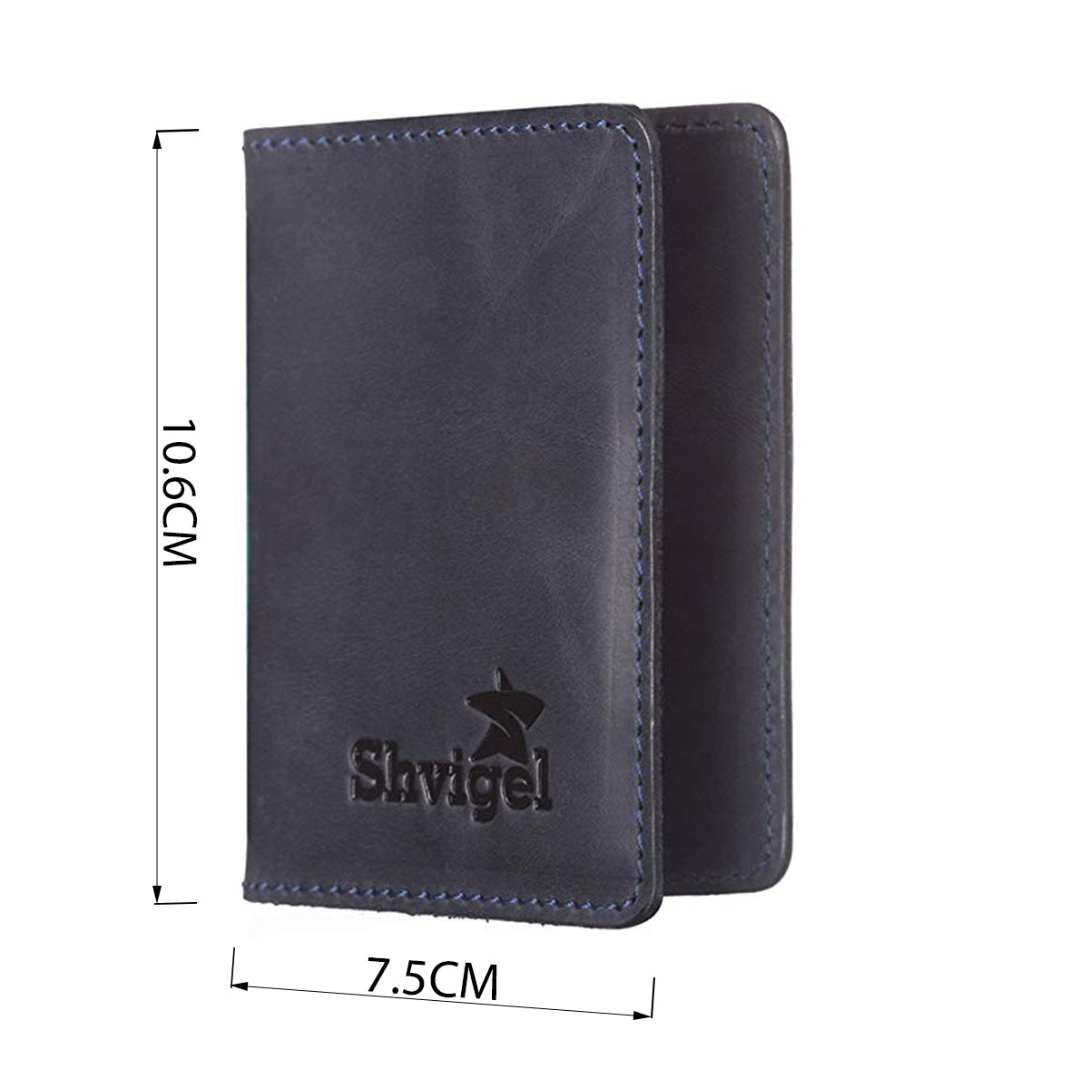 Business Card Holder SHVIGEL 15301 Blue Genuine Leather for Professional Use
