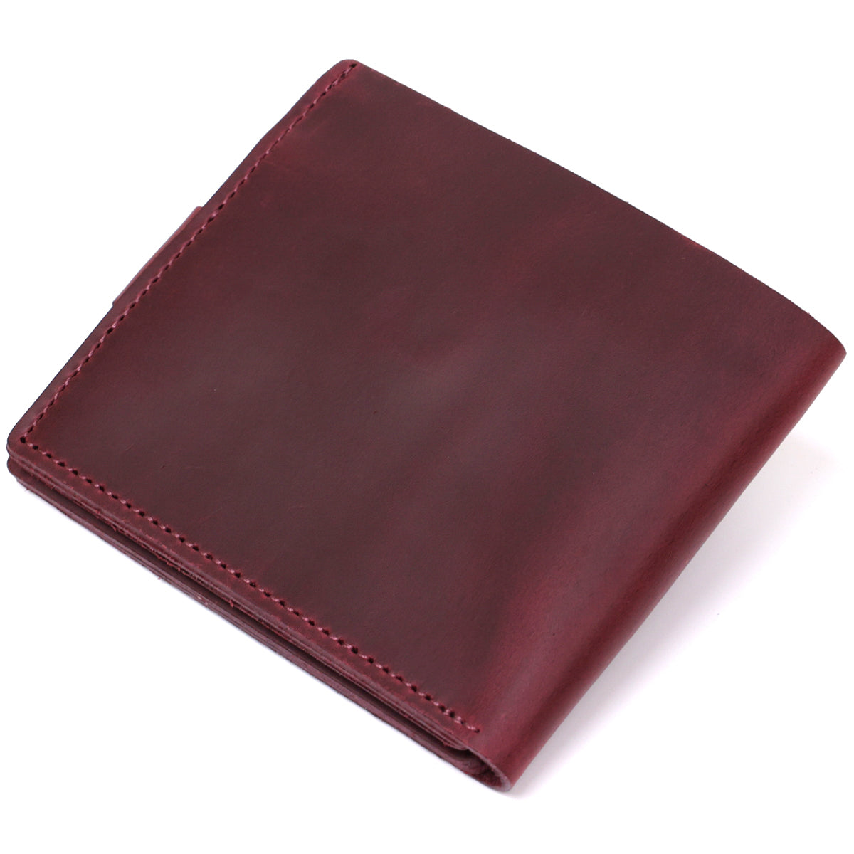 Leather Vintage Wallet SHVIGEL 16436 Burgundy | Natural Leather, Ukraine Made