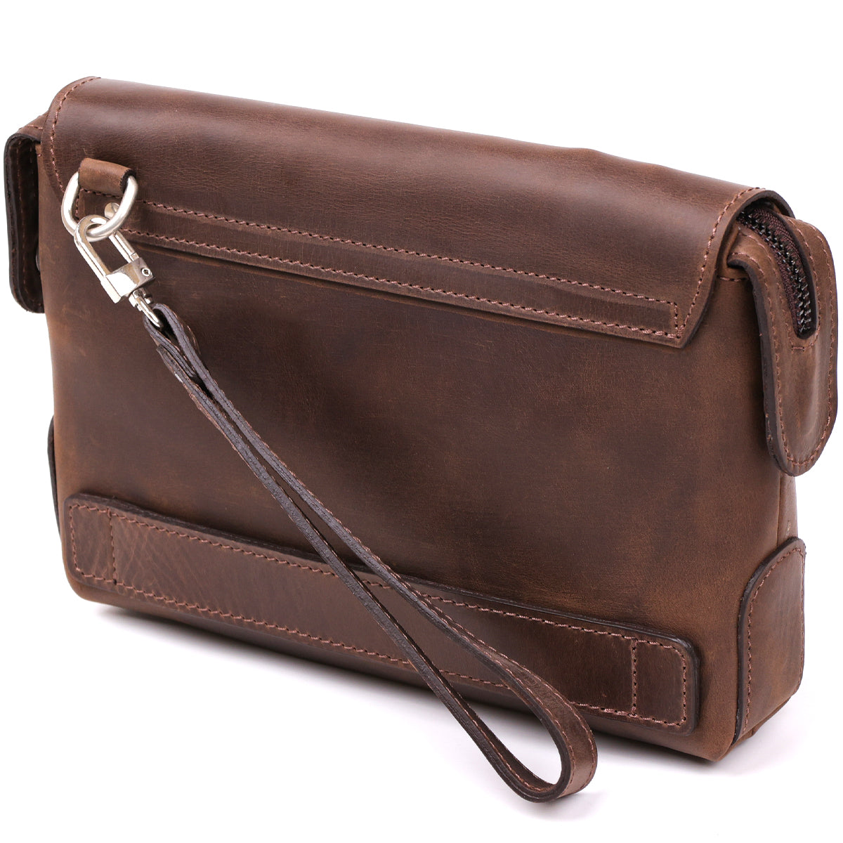 Men's Leather Clutch SHVIGEL 11085 Brown Natural Leather High-Quality Design