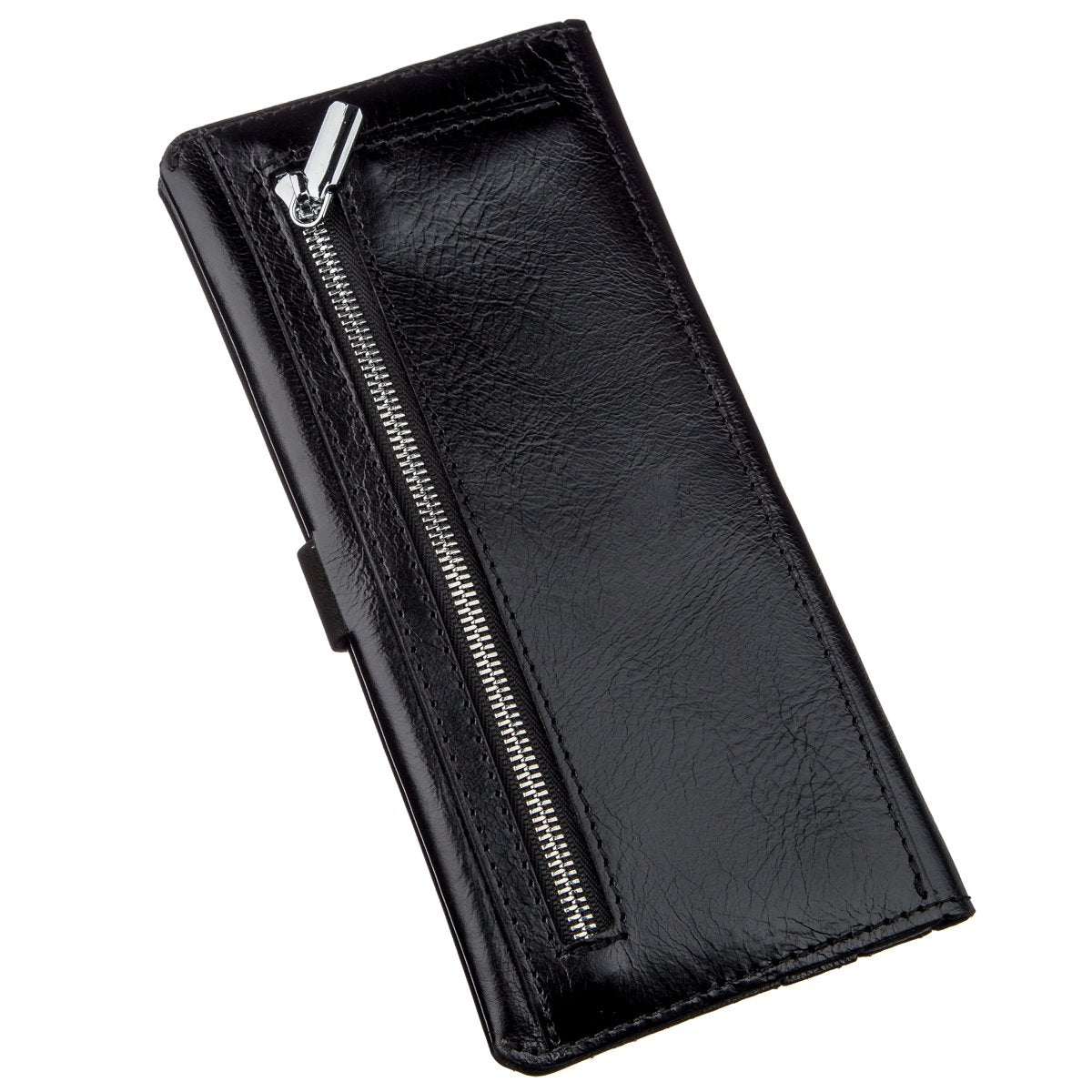 Men's Vertical Wallet SHVIGEL 16204 Black Genuine Leather Made in Ukraine