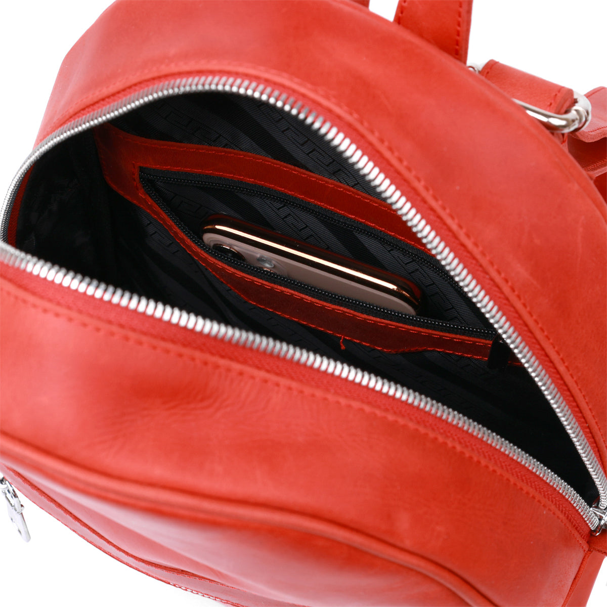 Vintage Compact Women's Backpack SHVIGEL 16312 Red Genuine Leather, Made in Ukraine