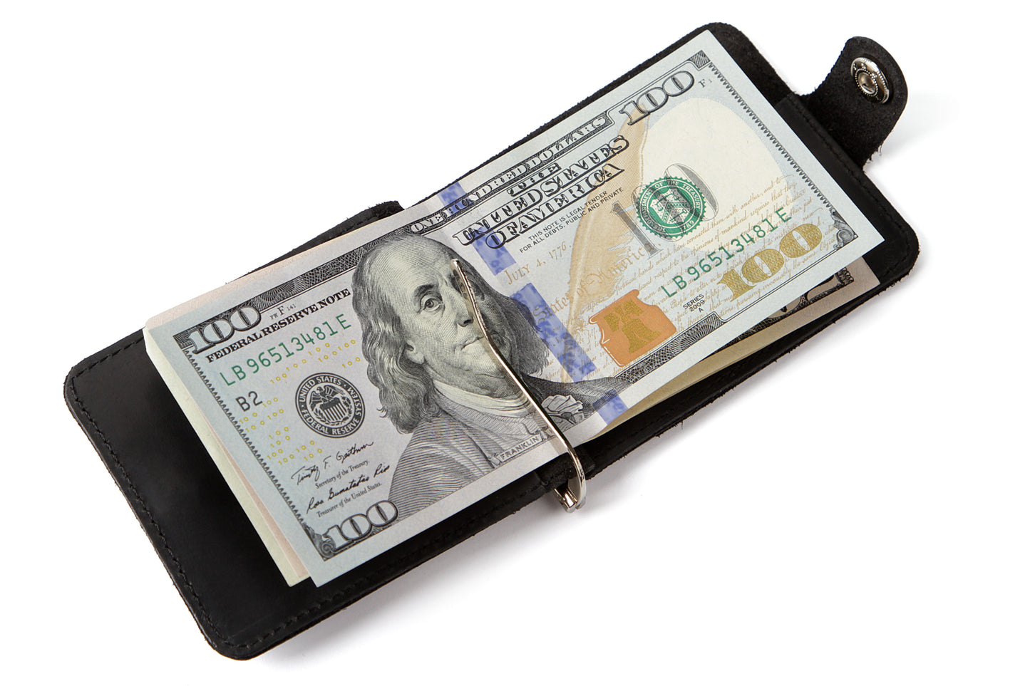 Vintage Leather Money Clip SHVIGEL 13787 Black Genuine Leather Ukraine