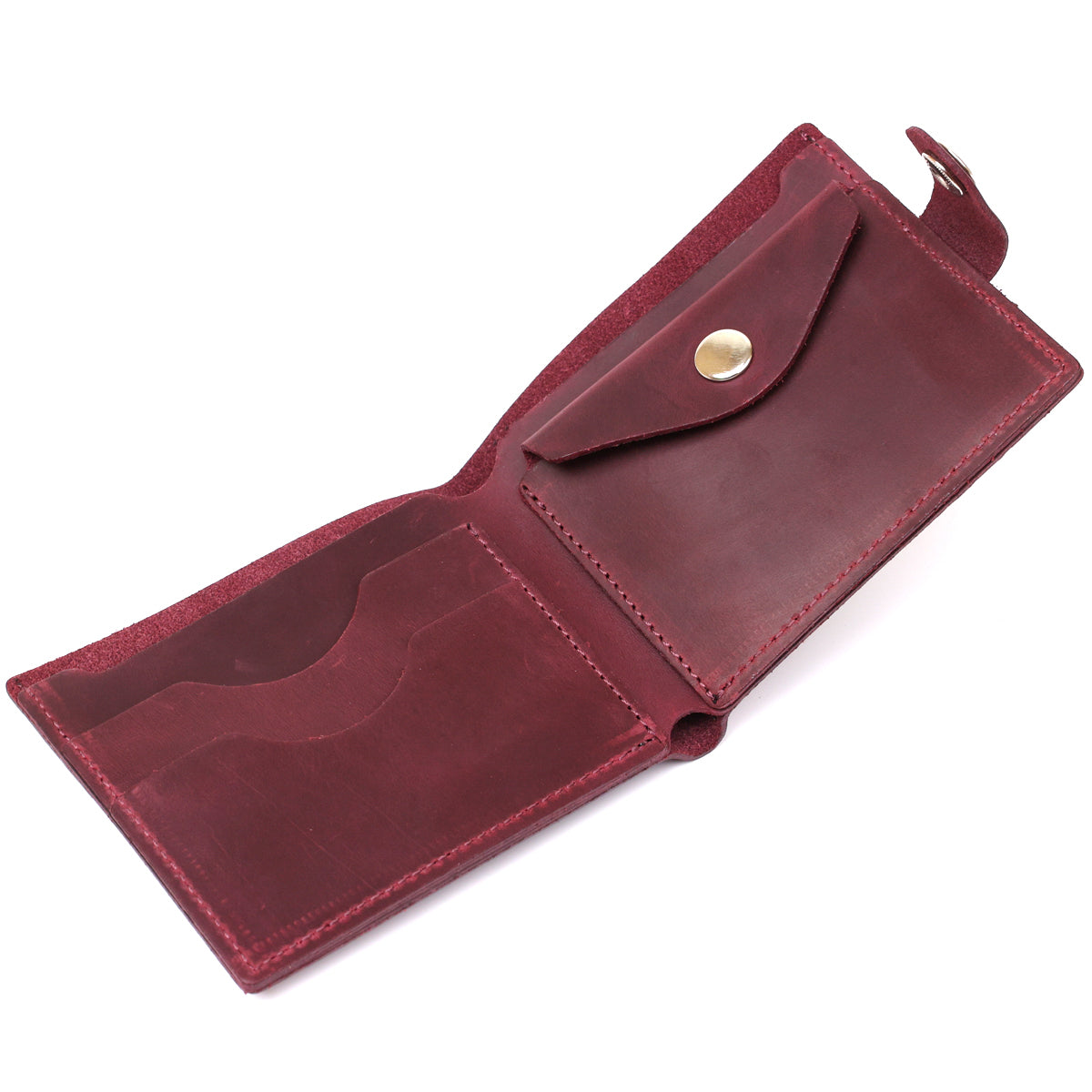 Leather Vintage Wallet SHVIGEL 16436 Burgundy | Natural Leather, Ukraine Made