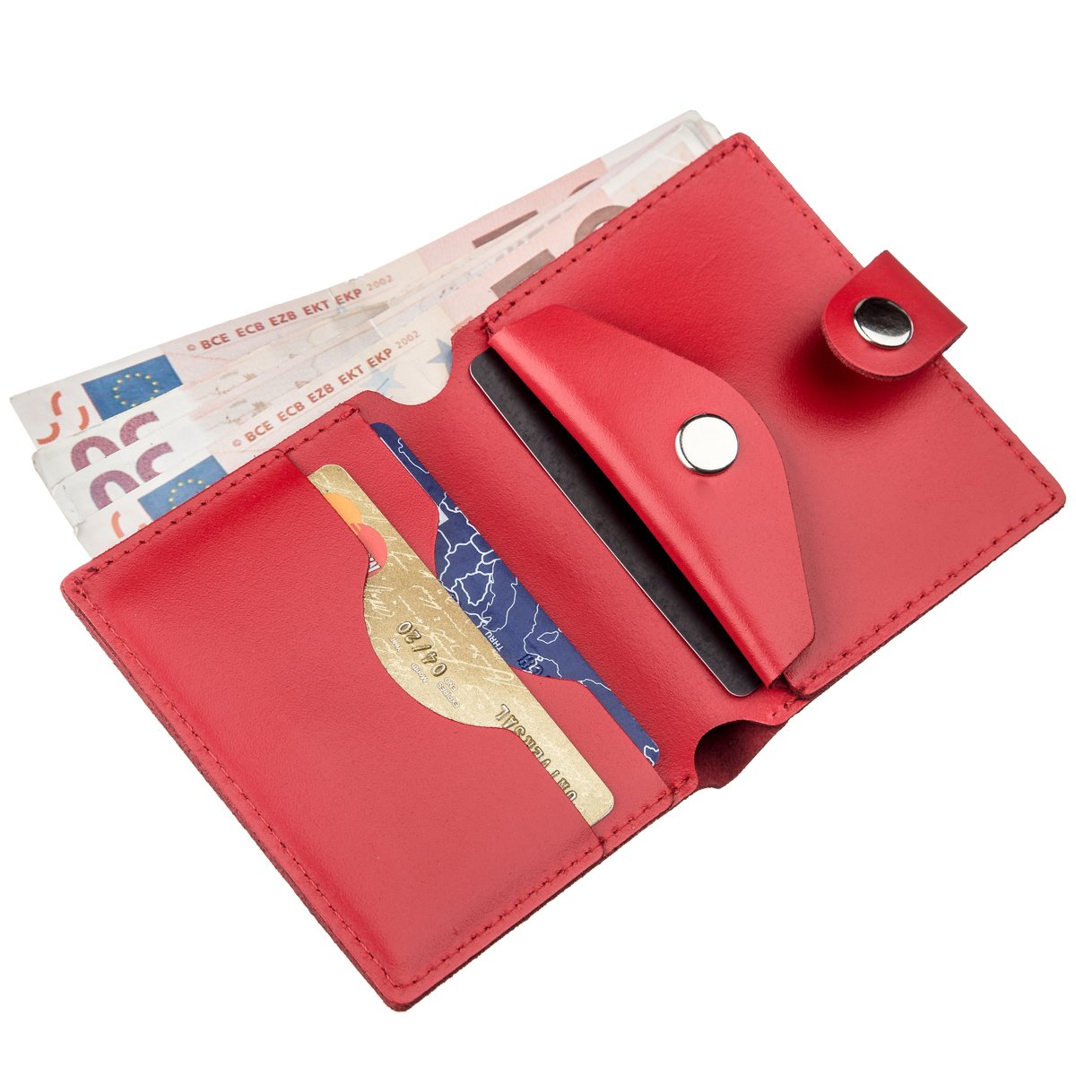 Vertical Women's Leather Wallet with Coin Pocket SHVIGEL 16219 Red - Ukraine Made, Genuine Leather