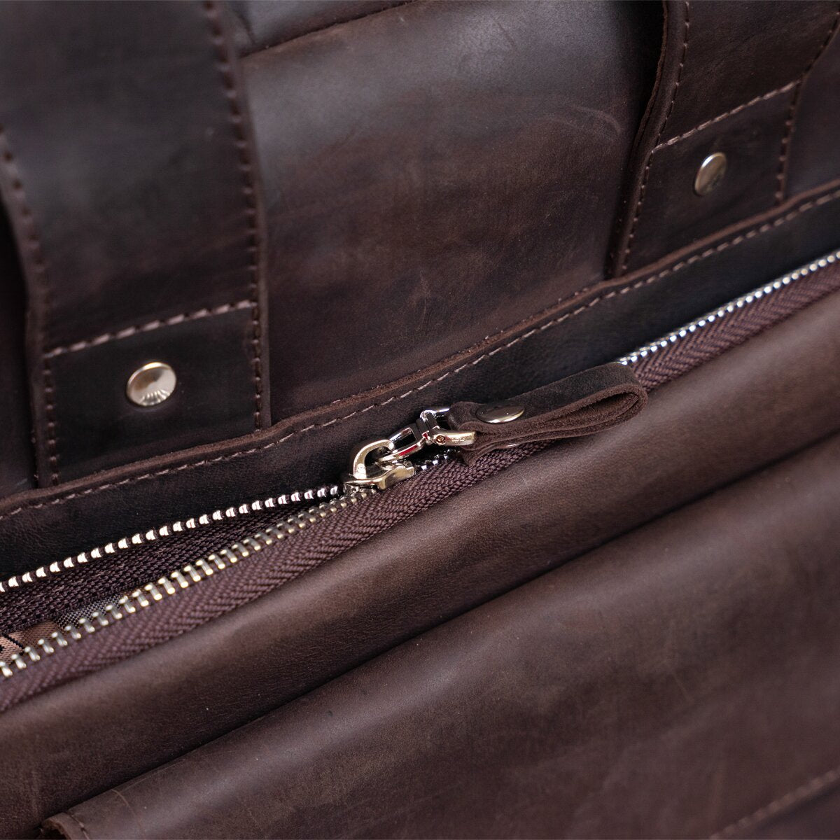 Vintage A4 Vertical Leather Bag by SHVIGEL 11166, Brown, Natural Leather Material, Made in Ukraine