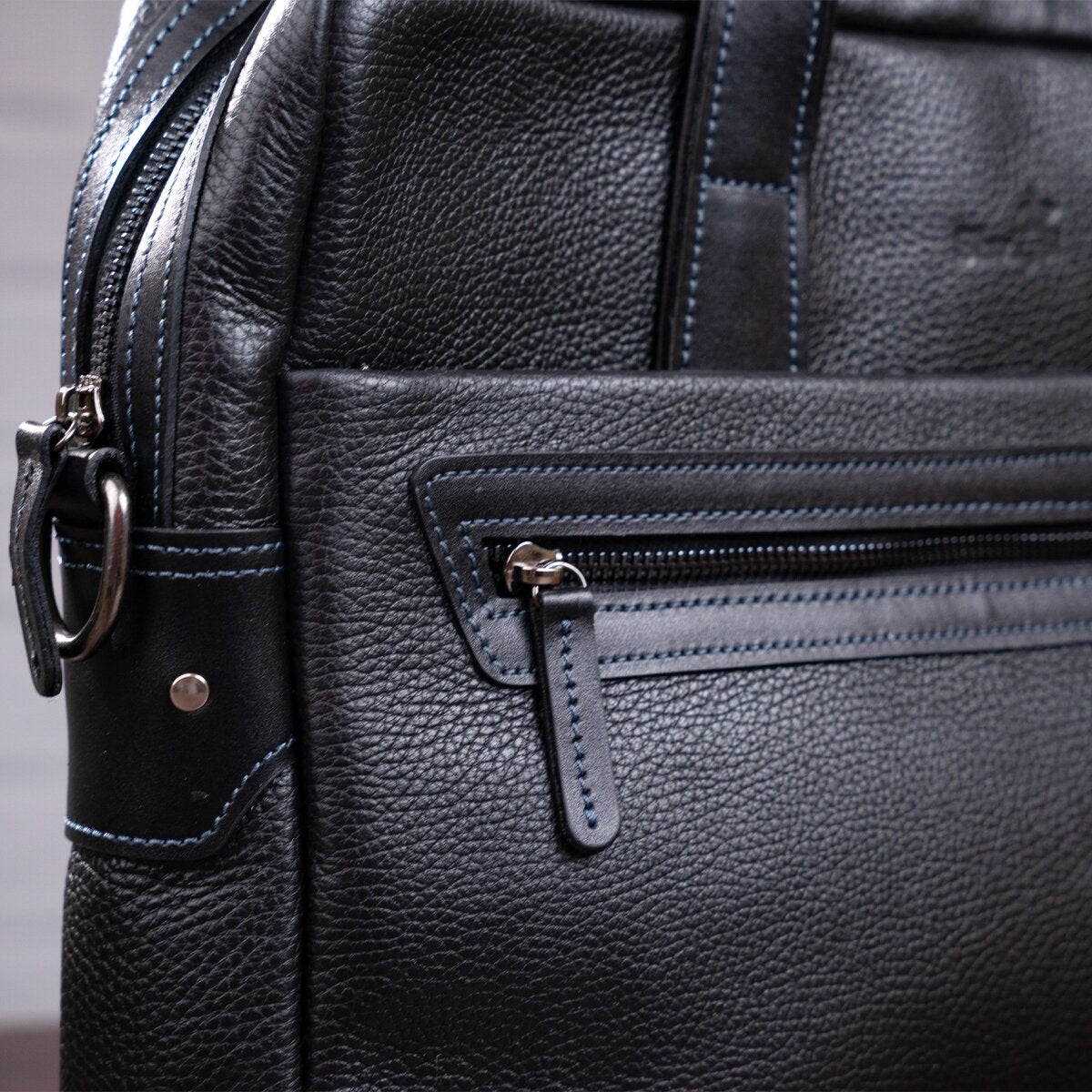 Leather Laptop Bag SHVIGEL 11110 Black Natural Leather Made in Ukraine