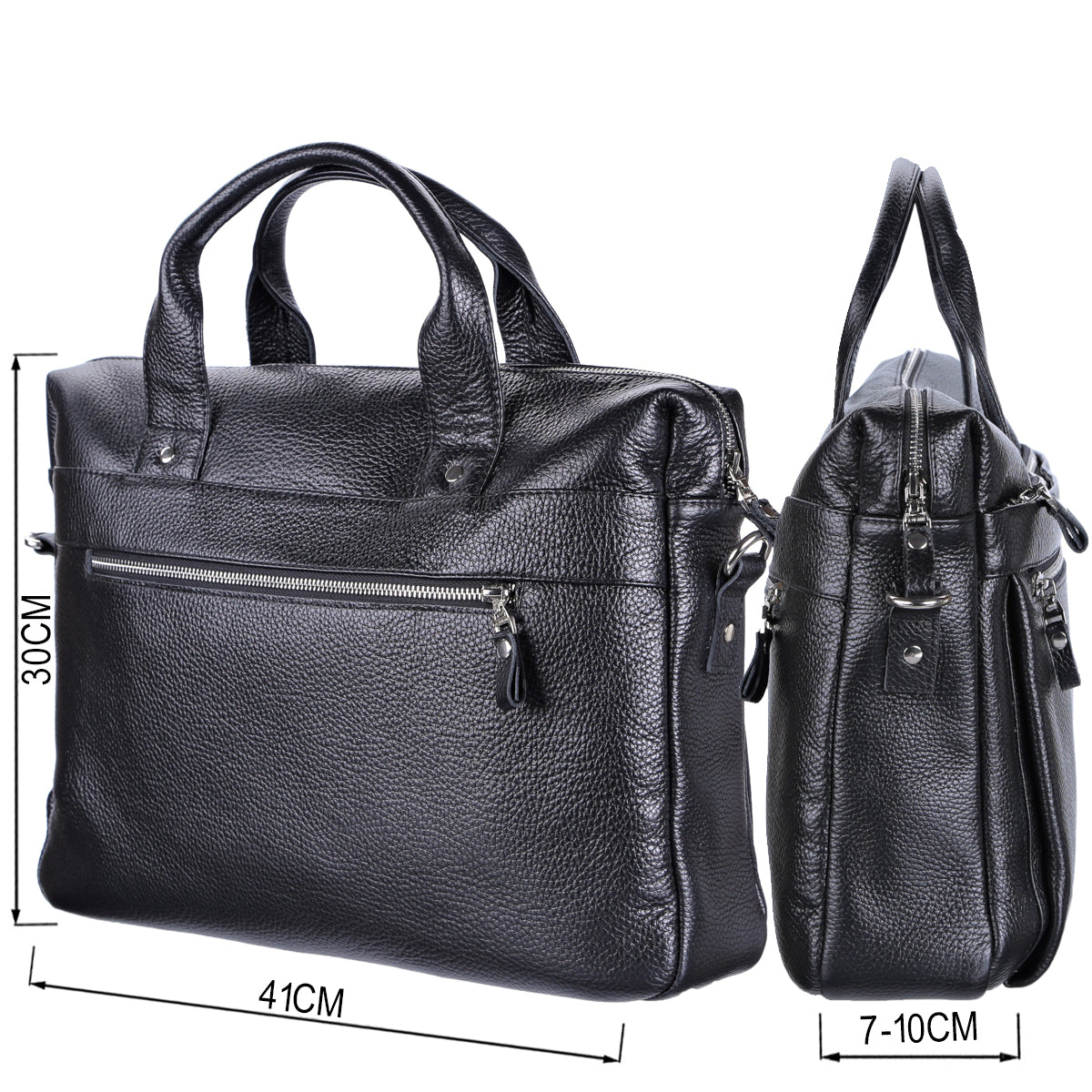 Laptop Bag SHVIGEL 11000 Black Genuine Leather Stylish Design for Professionals