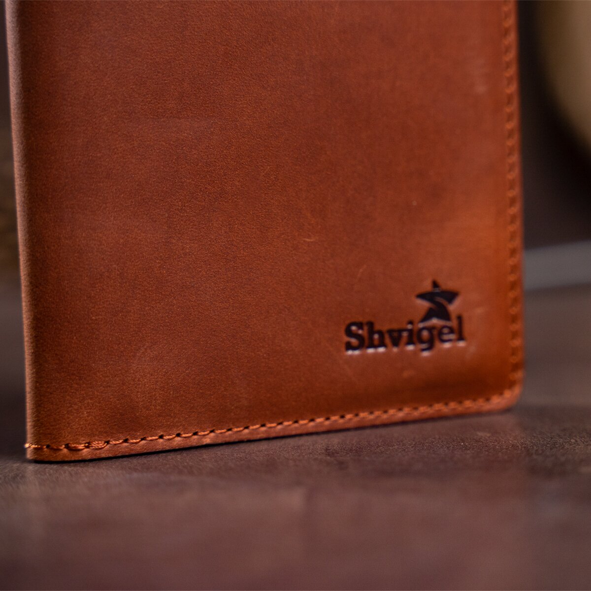 Men's Vertical Wallet SHVIGEL 16199 Red Matte Genuine Leather from Ukraine