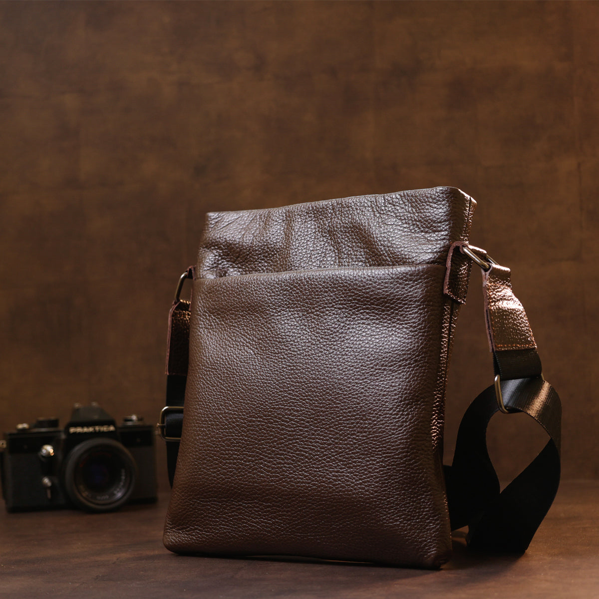 Leather Shoulder Bag SHVIGEL 11601 Brown Natural Leather Stylish Design