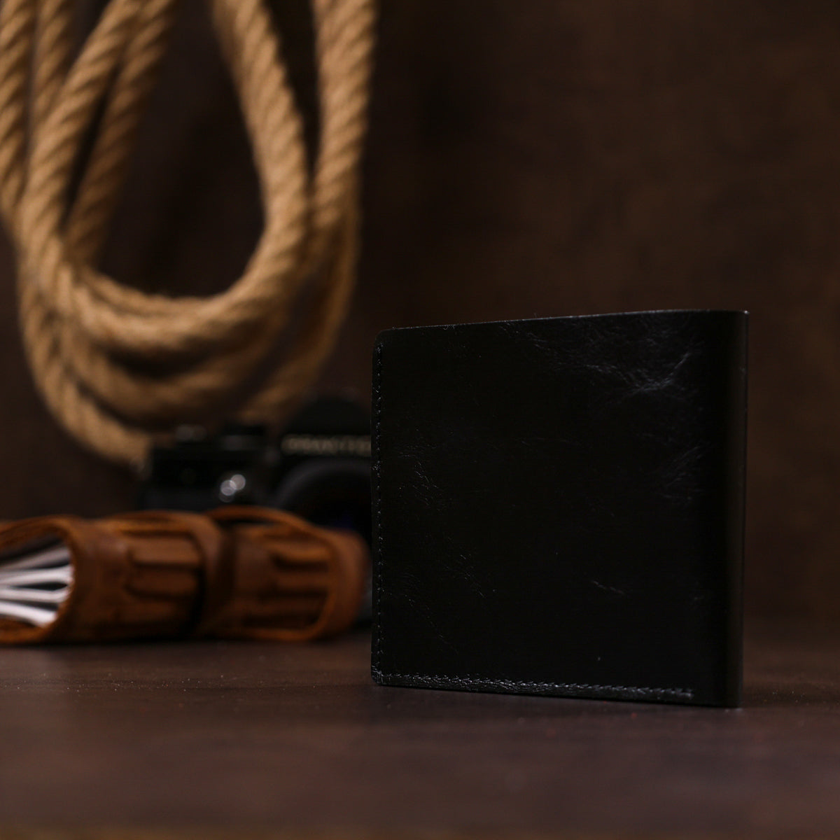 Men's Slim Leather Wallet SHVIGEL 16460 Black Genuine Leather, Ukraine Made