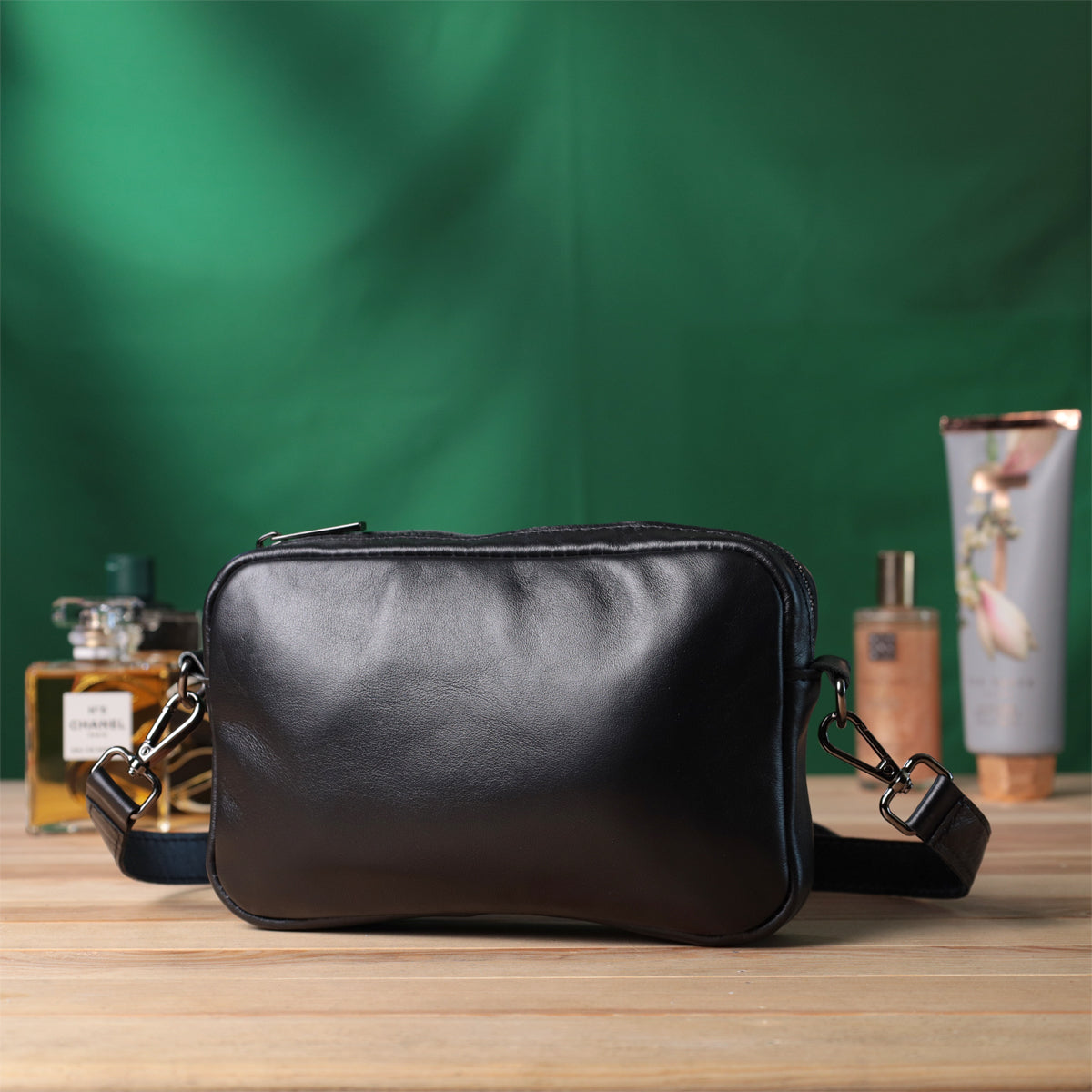 Classic Shvigel Crossbody Bag 22841 in Smooth Black Genuine Leather