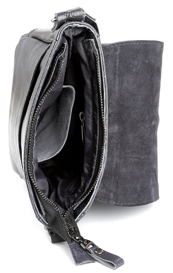 Messenger Bag SHVIGEL 00965 Blue Genuine Leather Made in Ukraine Stylish Design