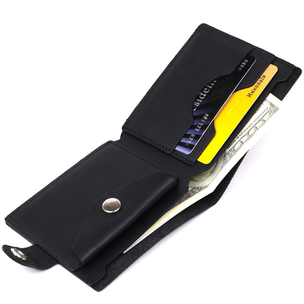 Men's Leather Wallet SHVIGEL 16432 Black, Crafted from Premium Natural Leather, Ukraine