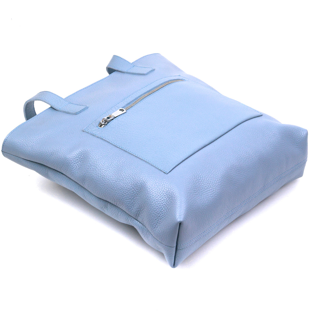 Contemporary Women's Shopper Bag SHVIGEL 16361 Light Blue Genuine Leather