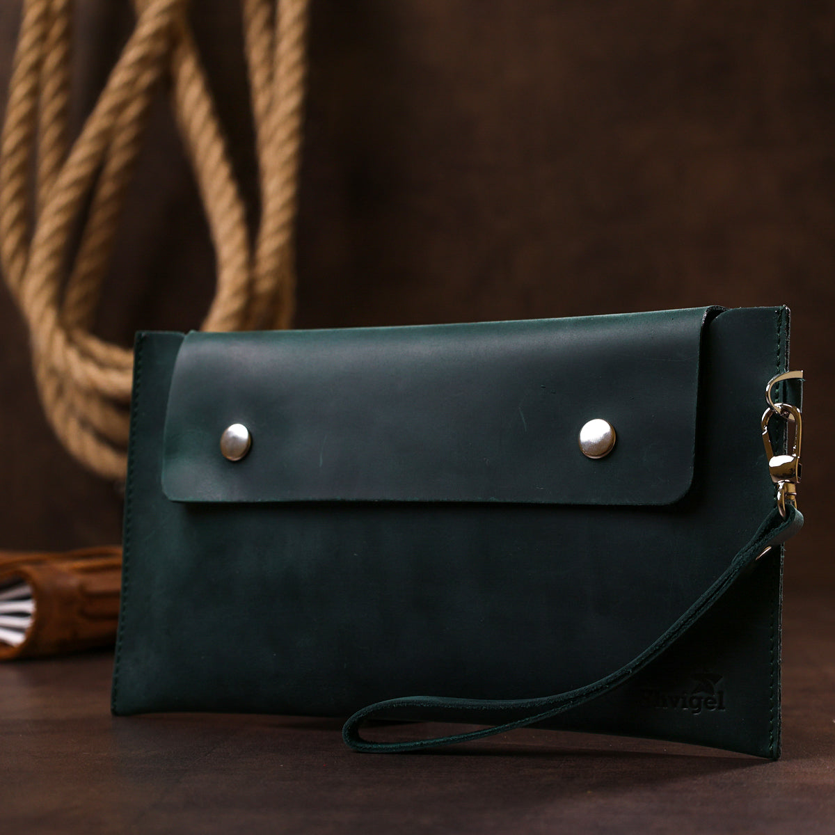 Vintage Matte Women's Travel Cosmetic Bag SHVIGEL 16430 Green Made of Genuine Leather