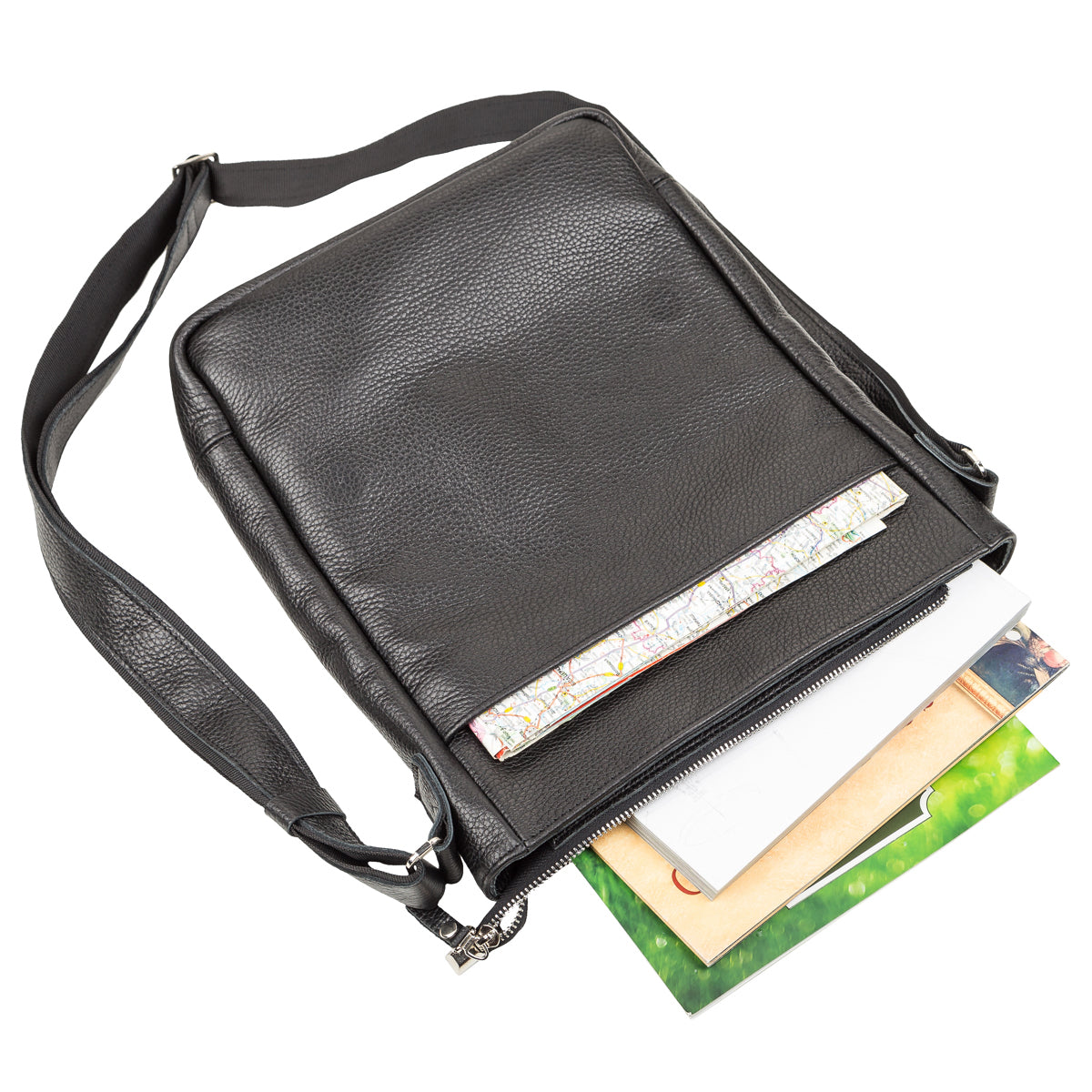 Leather Bag SHVIGEL 11080 Black Made in Ukraine, Genuine Leather Material