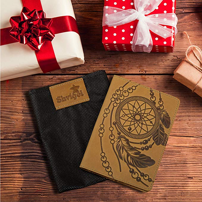 Passport Cover SHVIGEL 15303 Yellow Genuine Leather for Passport Protection