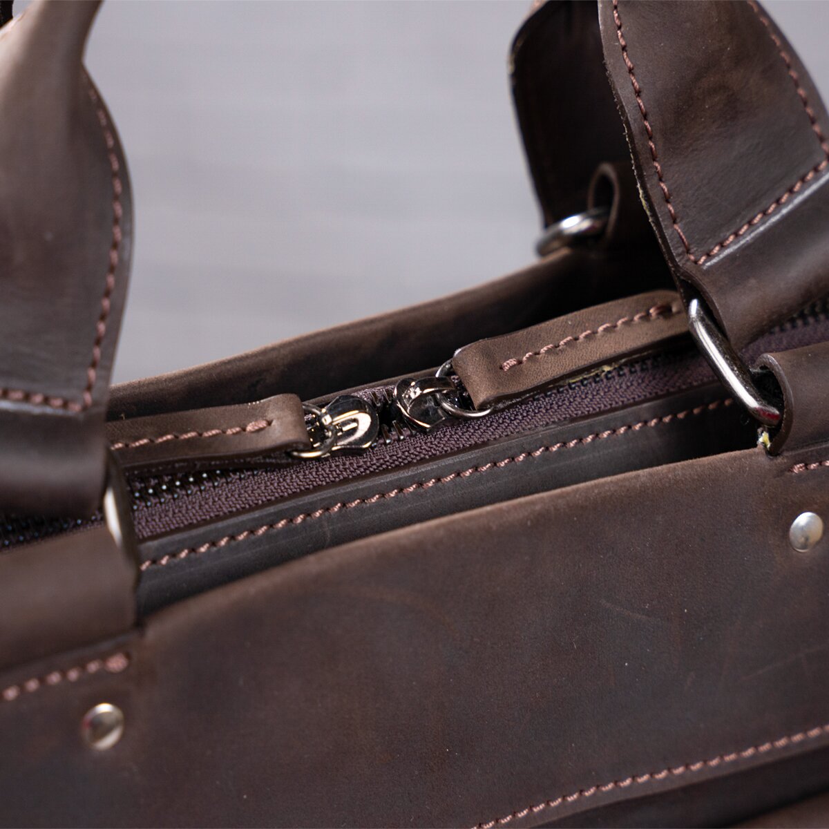 Leather Laptop Bag SHVIGEL 11109 Brown Natural Leather, Made in Ukraine