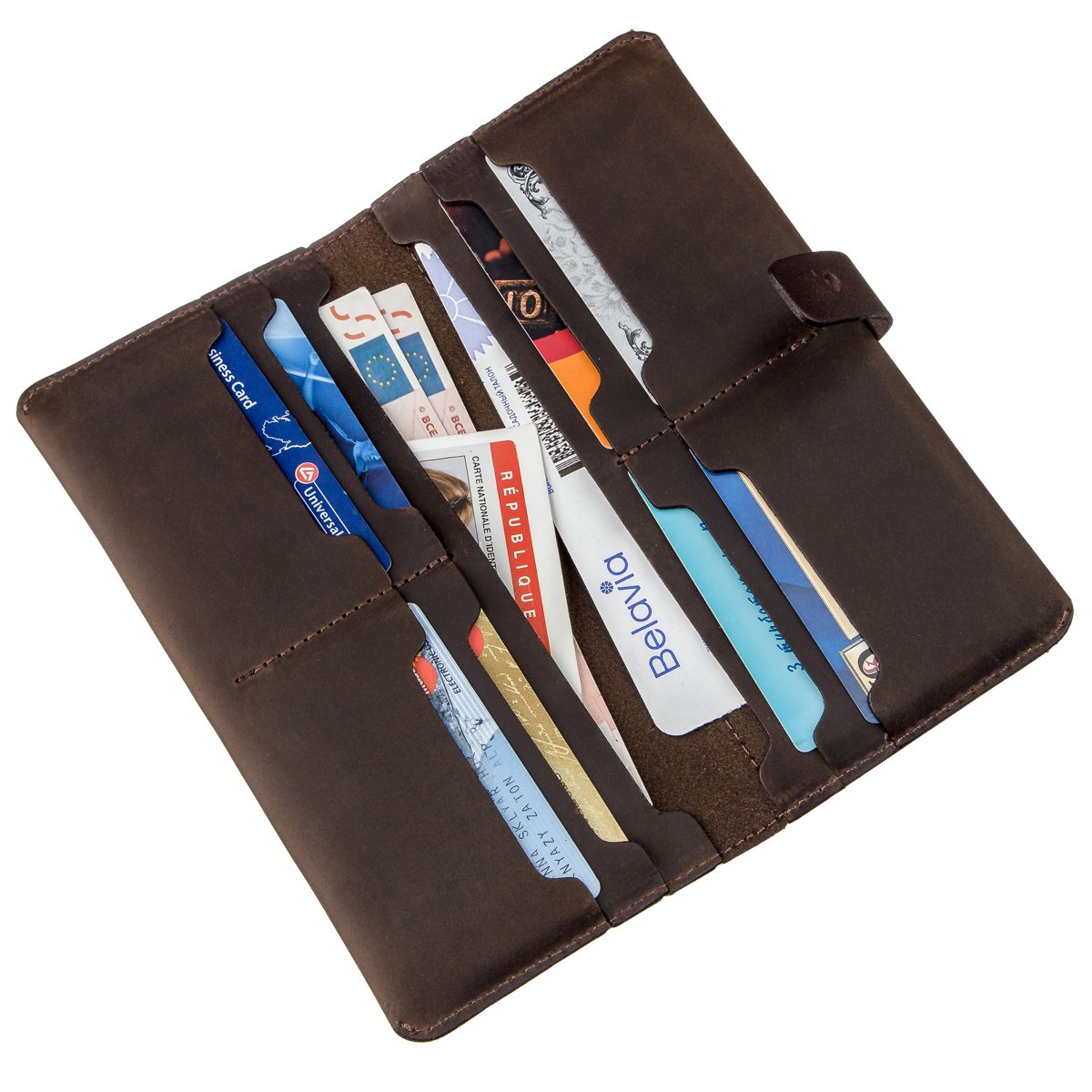 Men's Vintage Leather Wallet SHVIGEL 16207 Dark Brown Made in Ukraine Natural Leather