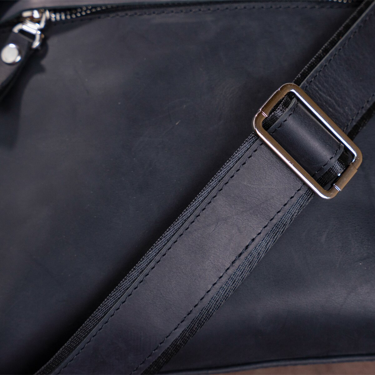Vintage Leather Bag SHVIGEL 11078 Black Natural Leather Made in Ukraine