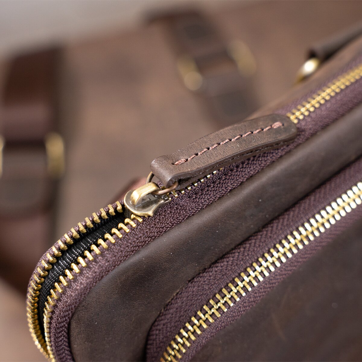 Men's Leather Bag SHVIGEL 11091 Brown Genuine Leather Handmade in Ukraine
