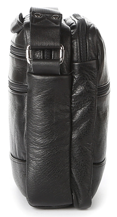 Men's Leather Bag SHVIGEL 00926 Black Handmade in Ukraine, Durable Natural Leather