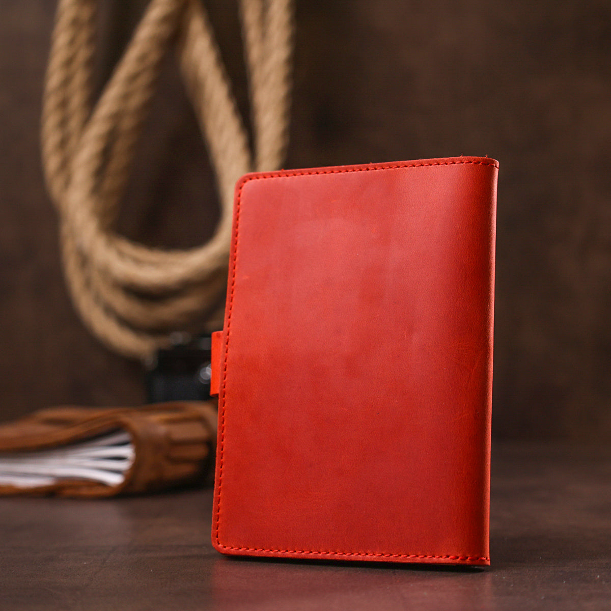 Stylish Matte Leather Travel Case SHVIGEL 16519 Red Made in Ukraine Elegant Design