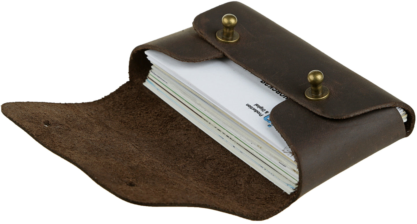 Business Card Holder SHVIGEL 16160 Brown Genuine Leather for Business Cards