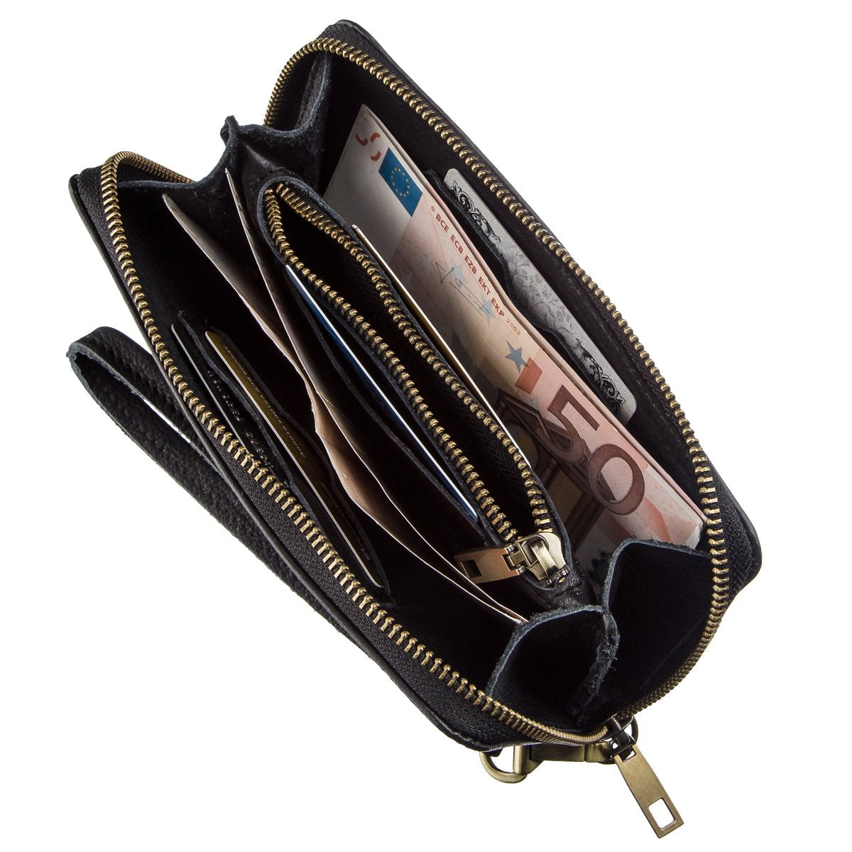 Men's Horizontal Leather Clutch SHVIGEL 19123 Black Natural Leather Material