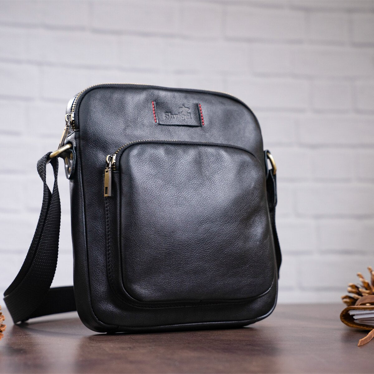 Men's Leather Bag SHVIGEL 19111 Black Genuine Leather Durable Design