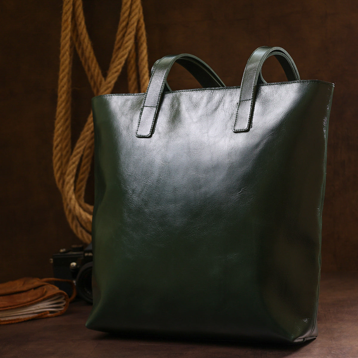 Leather Women's Shopper Bag SHVIGEL 16367 Green Made in Ukraine Genuine Leather