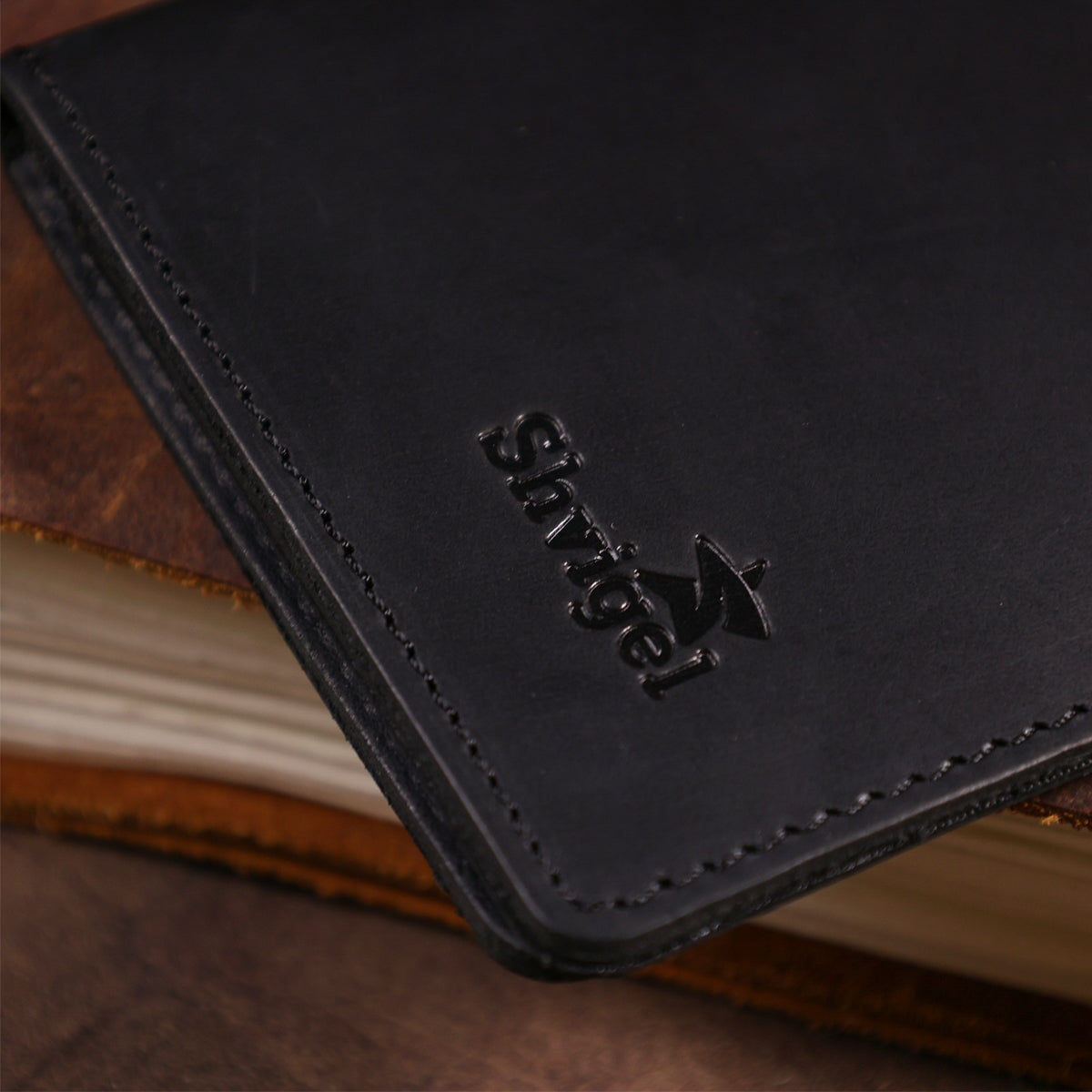 Vintage Leather Wallet SHVIGEL 16165 Black Natural Leather for Men