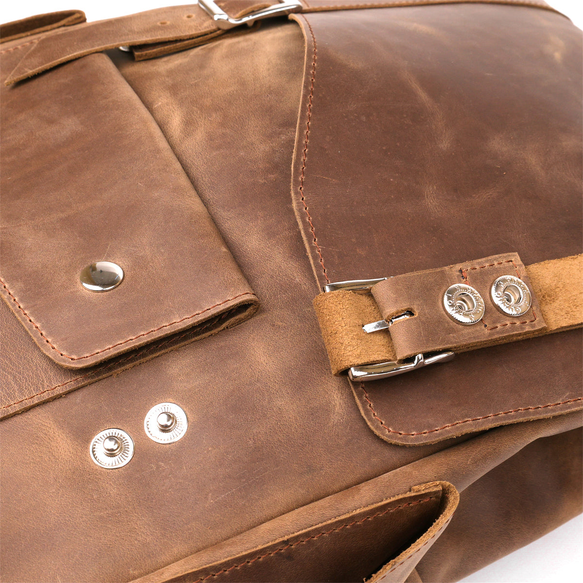 Vintage Effect Backpack SHVIGEL 13947 Brown Natural Leather Handmade in Ukraine