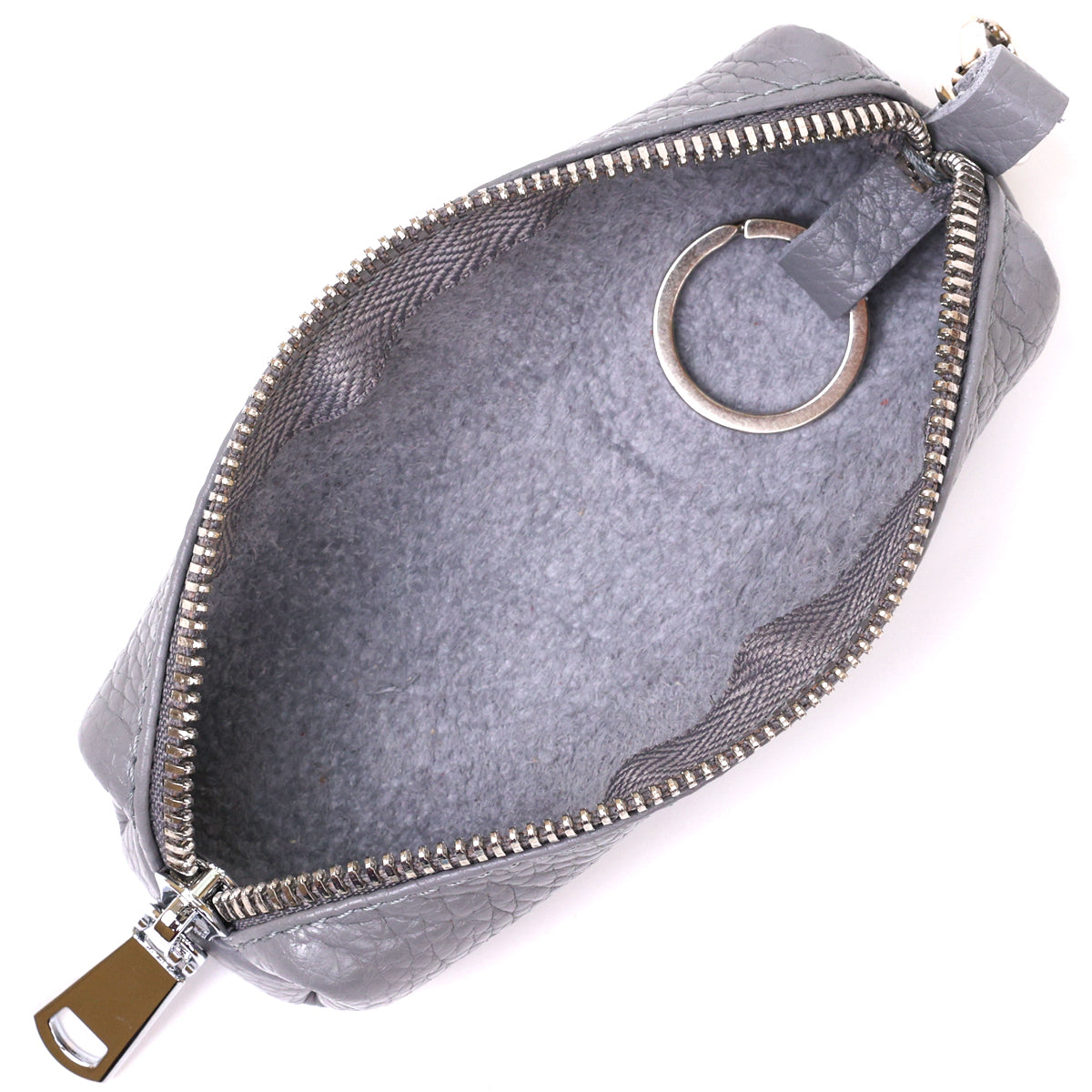 Fashionable Leather Keychain SHVIGEL 16543 Gray Natural Leather, Key Holder