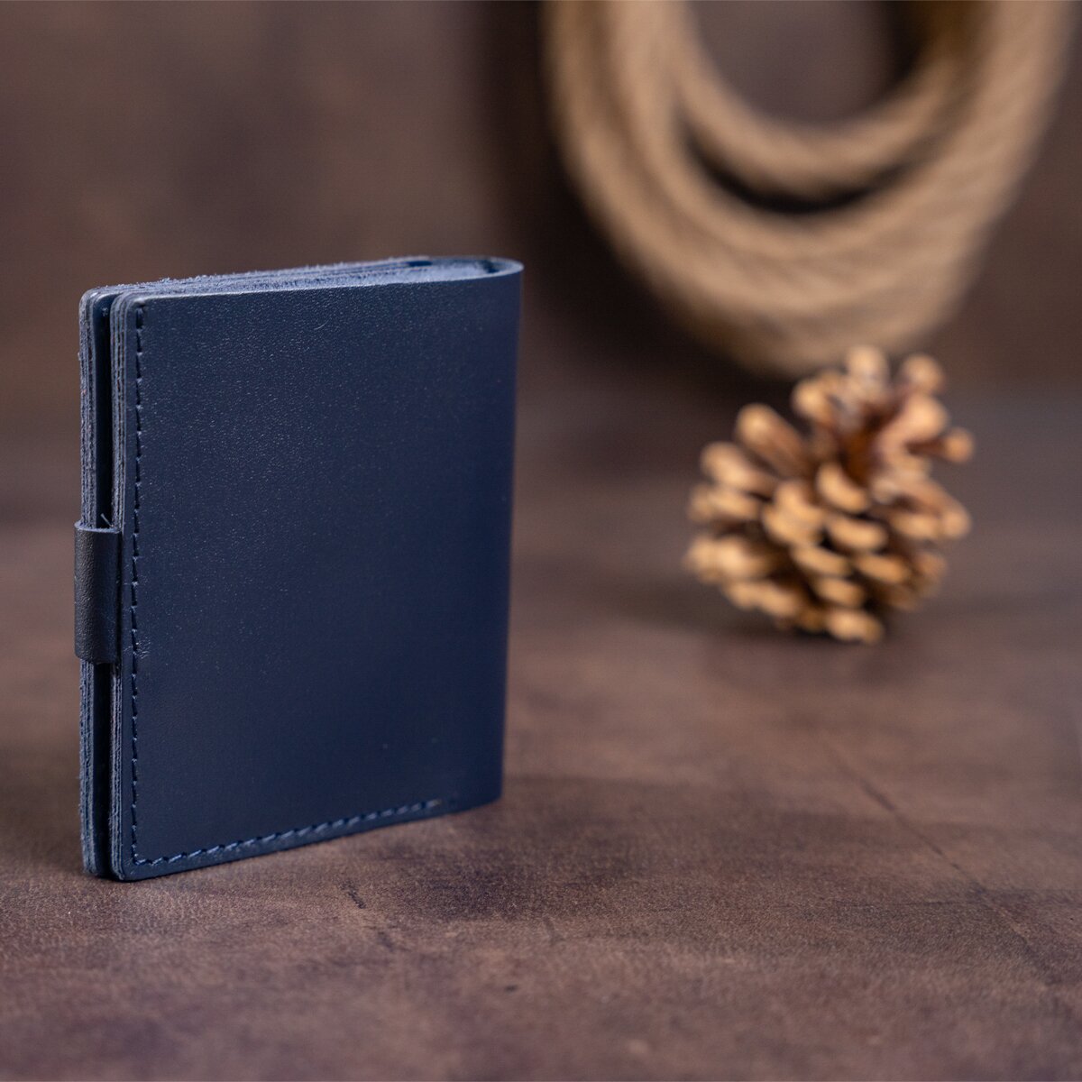 Vertical Men's Leather Wallet SHVIGEL 16220 Blue Natural Leather Made in Ukraine