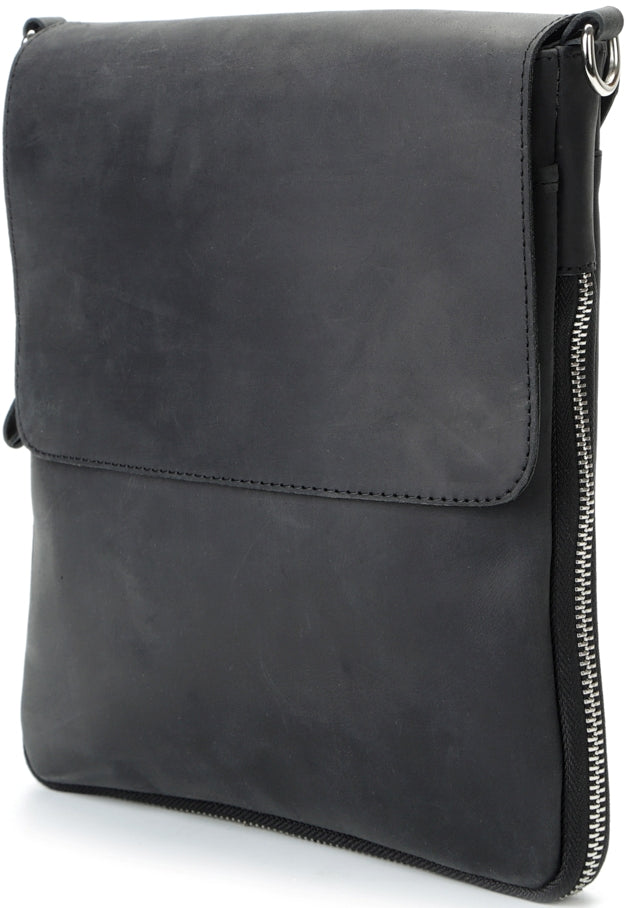 Vintage Leather Bag SHVIGEL 11017 Black Natural Leather Handmade in Ukraine
