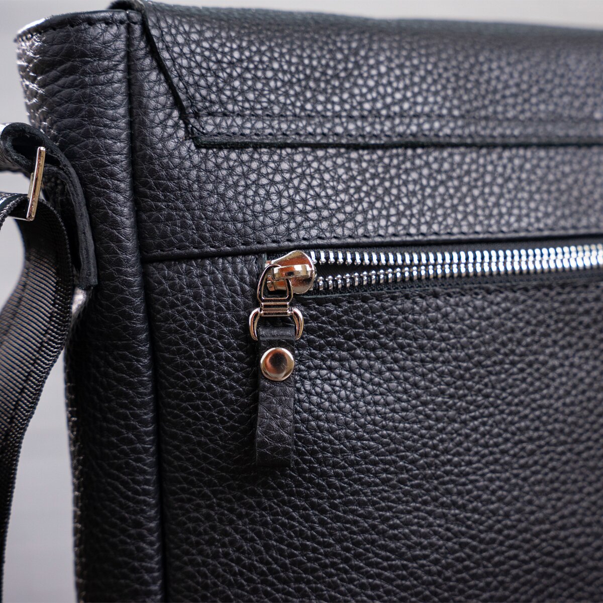 Leather Bag SHVIGEL 11080 Black Made in Ukraine, Genuine Leather Material
