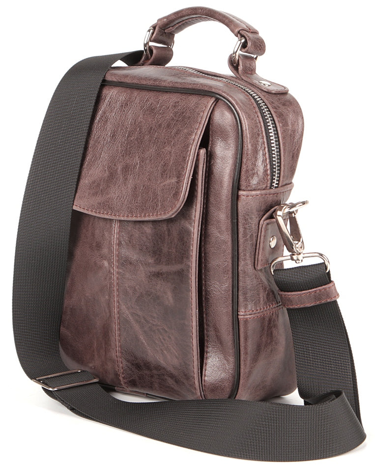 Leather Bag SHVIGEL 00874 Brown Natural Leather Ukrainian Design Quality