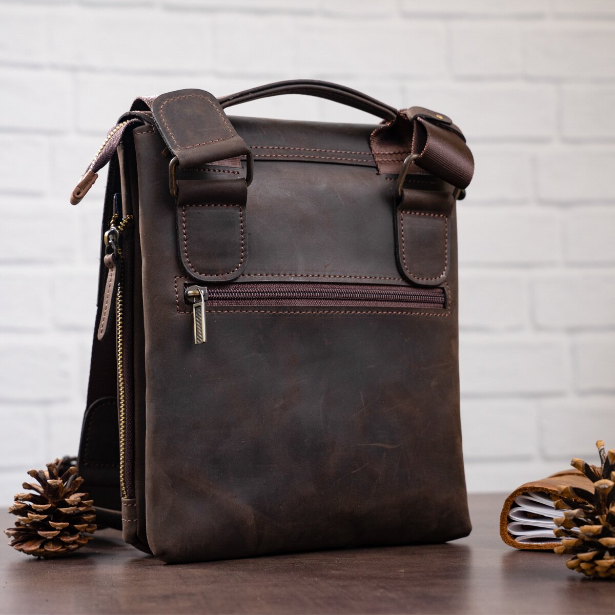 Men's Leather Bag SHVIGEL 11104 Brown Genuine Leather, Stylish and Durable Design