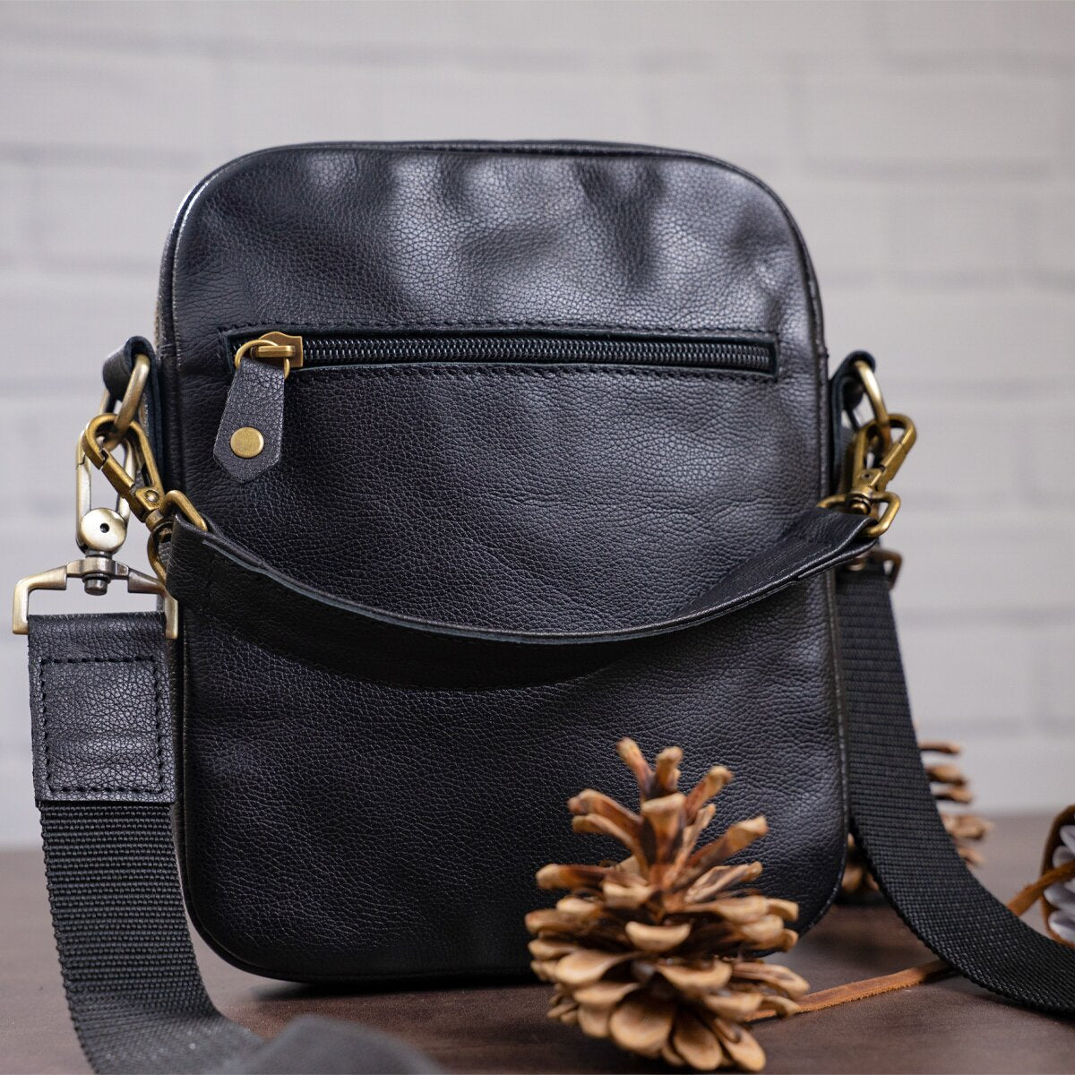 Men's Leather Bag with Two Detachable Handles SHVIGEL 19110 Black Genuine Leather