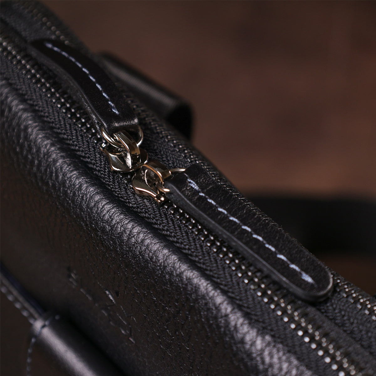 Men's Leather Satchel Bag SHVIGEL 11283 Black, Two Compartment Flotar Design