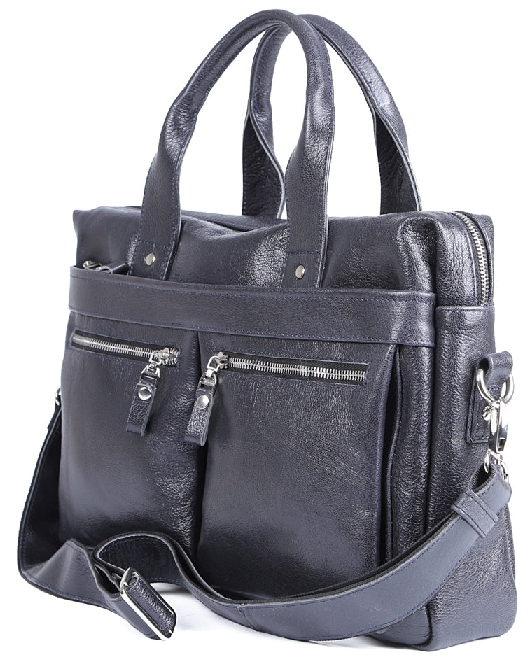 Laptop Bag SHVIGEL 00976 Blue Genuine Leather from Ukraine with Stylish Design