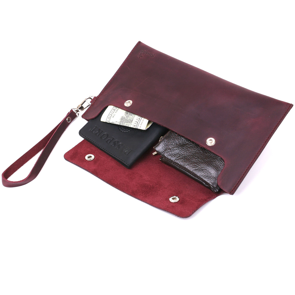 Vintage Women's Travel Cosmetic Bag SHVIGEL 16429 Burgundy Natural Leather
