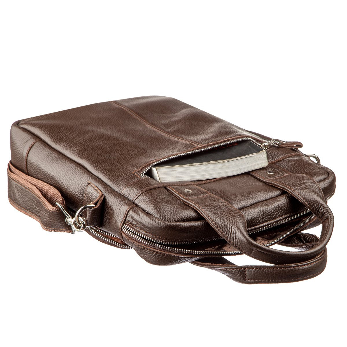 High-Quality SHVIGEL Vertical Men's Bag A4 Format 11168 Brown Flotar Genuine Leather