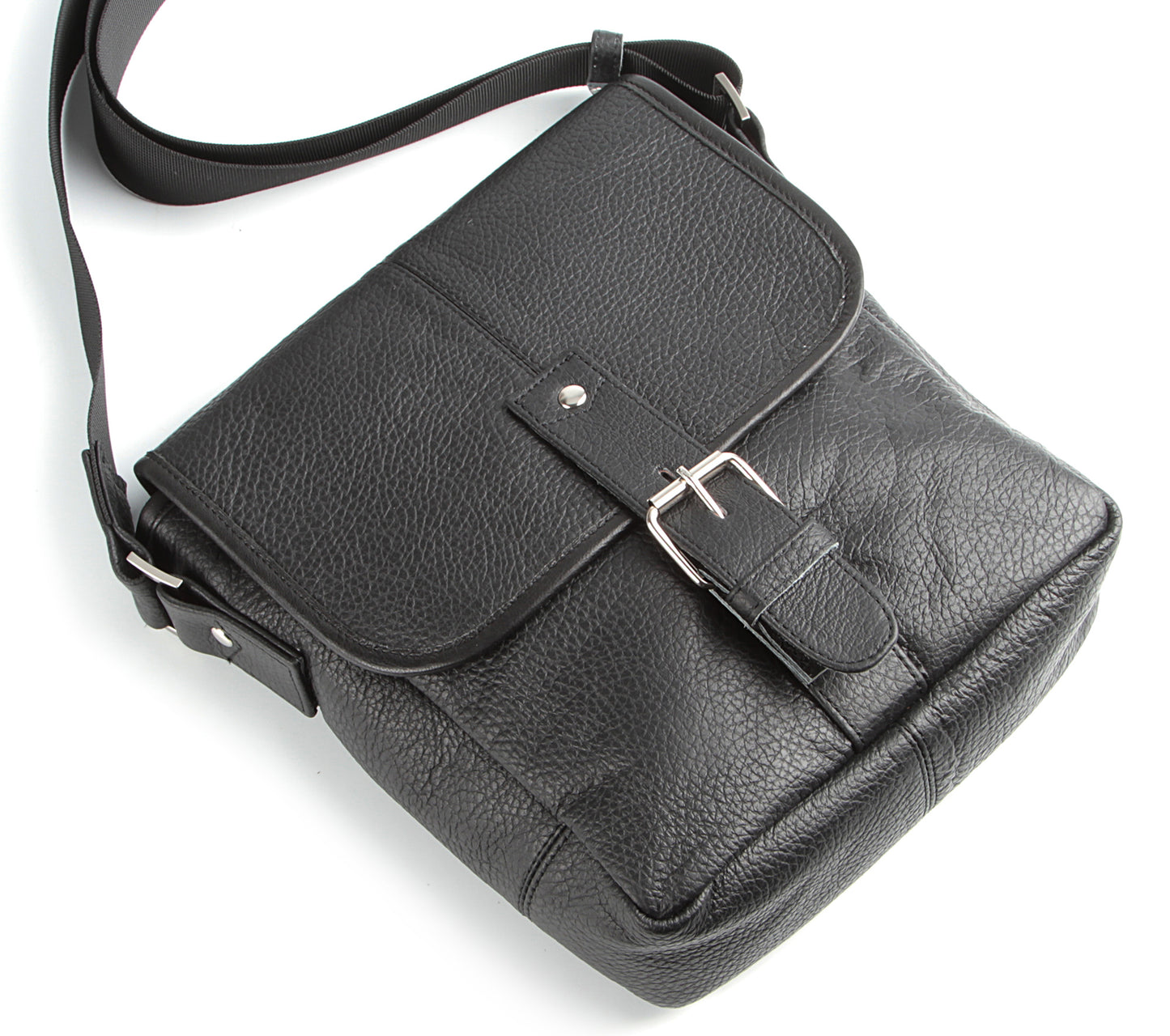 Leather Bag SHVIGEL 00853 Black Natural Leather Handmade in Ukraine