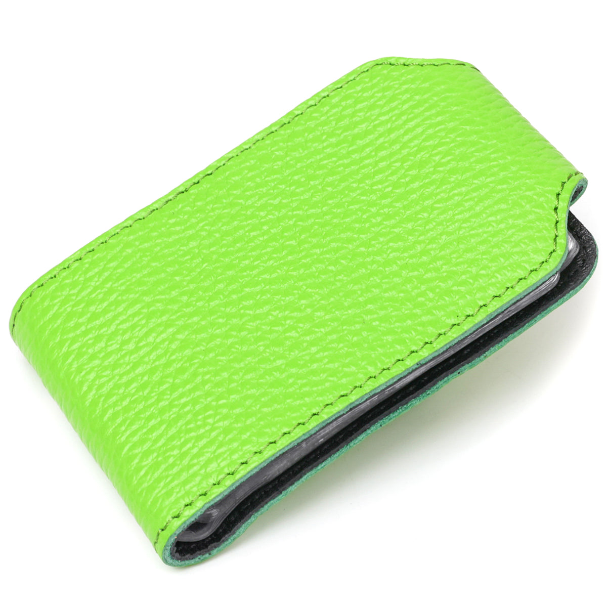 Horizontal Business Card Holder SHVIGEL 13916 Leather Green Natural Leather Quality
