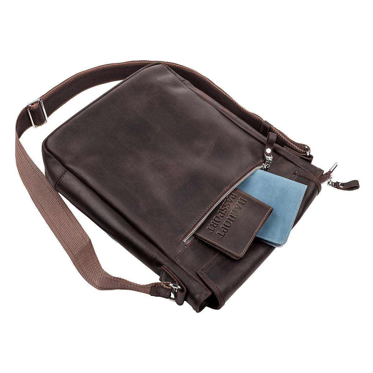 Men's Vintage Leather Bag SHVIGEL 11129 Brown Natural Leather Material