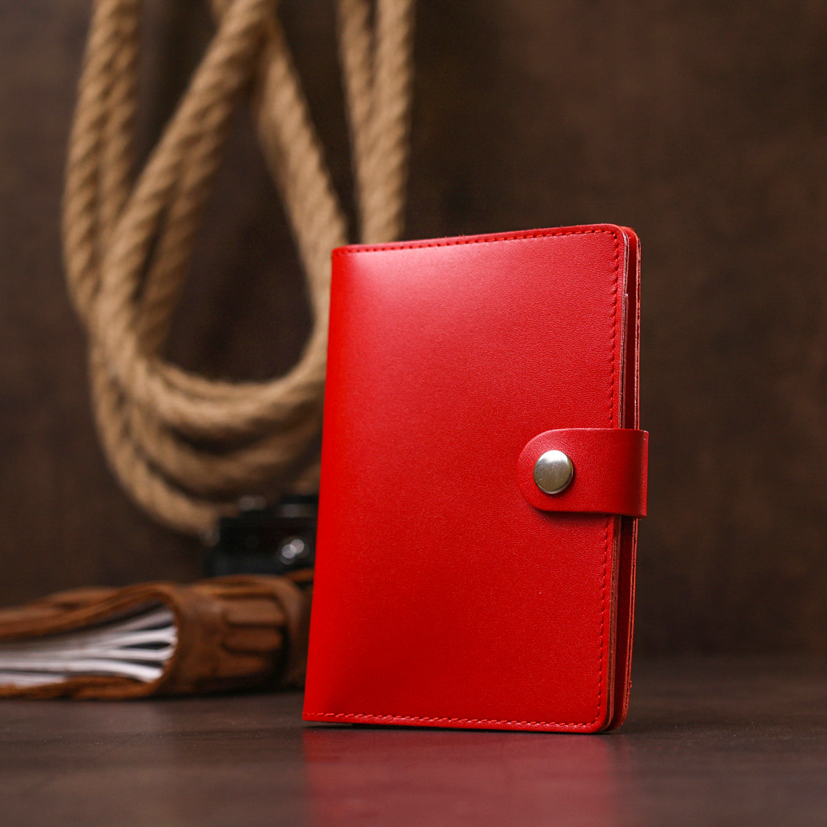 Practical Leather Travel Case SHVIGEL 16524 Red Made in Ukraine Genuine Leather